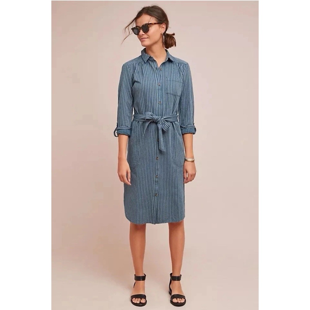 Anthropologie Bellamy Striped Shirtdress Size 0